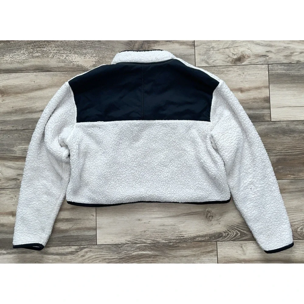 Nike Sportswear Sherpa Fleece Pullover Womens M White Half Zip Crop Gym